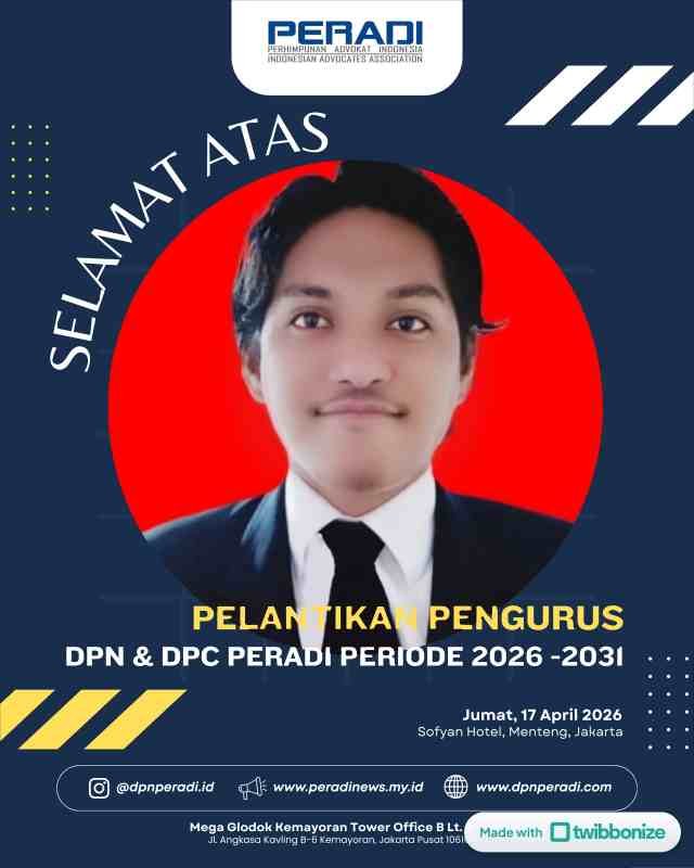 SUARA DARI SULTENG: GILANG PEBRIWAN M, S.H. - DPC LUWUK BANGGAI SAMPAIKAN APRESIASI ATAS PELANTIKAN DR. IMAM HIDAYAT, S.H., M.H. SEBAGAI KETUA UMUM DAN ALAM P. SIMAMORA, S.H., M.H. SEBAGAI SEKJEN DPN PERADI PERIODE 2026-2031