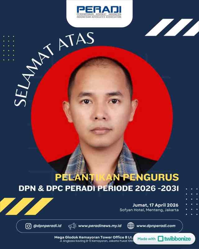 SOLIDITAS DARI WILAYAH: ITO LAWPUTRA, S.H., S.I.KOM., M.H., CMED., CTA. - DPC KOTA PALU SAMPAIKAN APRESIASI ATAS PELANTIKAN DR. IMAM HIDAYAT, S.H., M.H. SEBAGAI KETUA UMUM DAN ALAM P. SIMAMORA, S.H., M.H. SEBAGAI SEKJEN DPN PERADI PERIODE 2026-2031